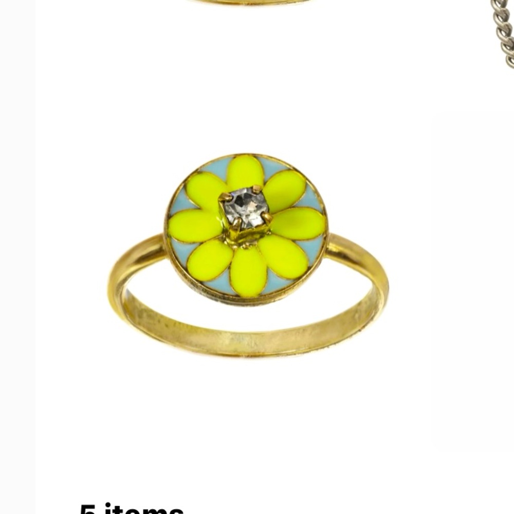 TOVA Enamel Flower Ring with Crystal Accent